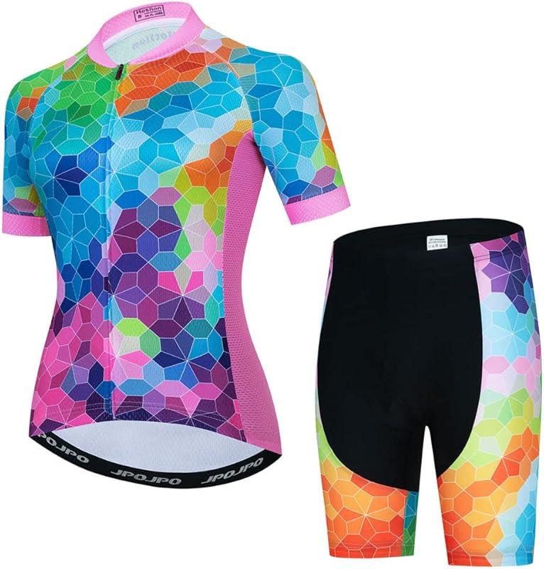 Women's Summer Short Sleeve Cycling Jersey Set, MTB Shirt & Shorts Bic