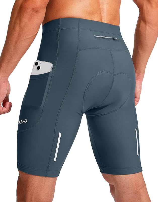 Bikewa Men's UPF 50+ 3D Padded Road & Mountain Cycling Shorts with Zip