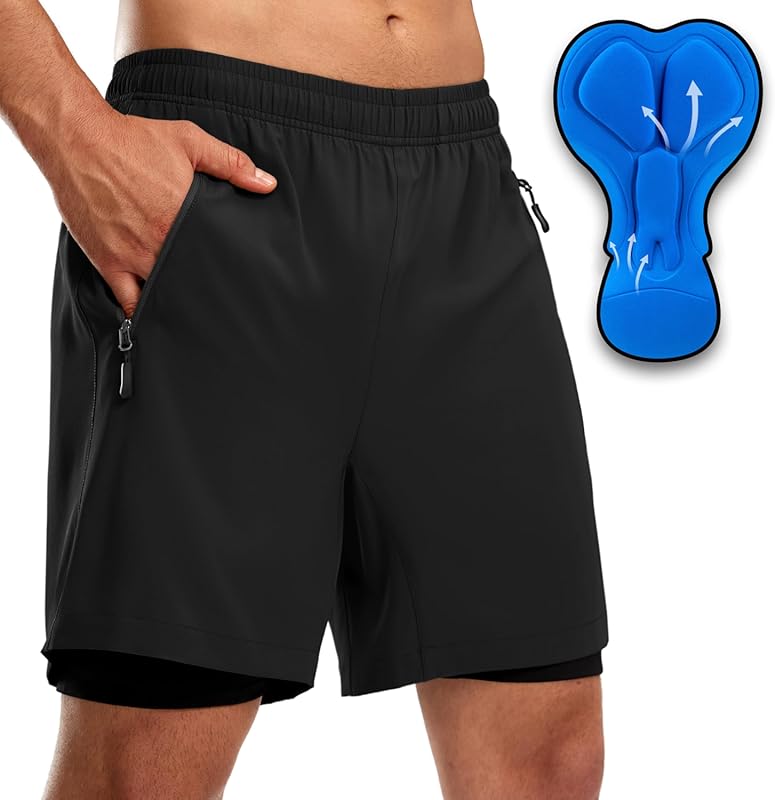 Bikewa Men's 3D Padded Loose-Fit Mountain Bike Shorts with Zipper Pock