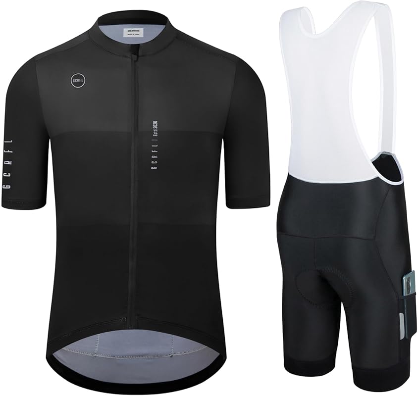 Men's Racing Cycling Jersey Set with Bib Shorts and Padded Pockets, Ra