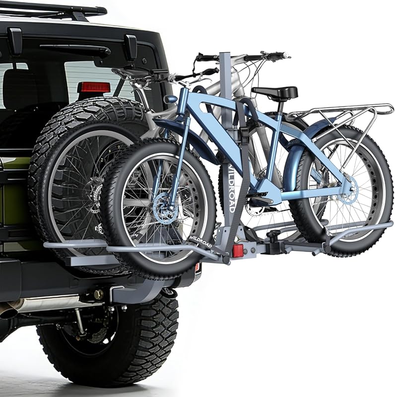 WILDROCE Hitch Bike Rack 2-Bike 180 lbs Smart Tilting Foldable for Fat