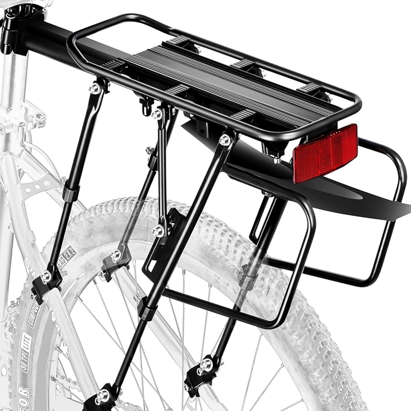 Rear Bike Rack 310 LB Capacity Solid Bearings w/Fender & Reflective YO