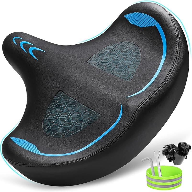 CDYWD Oversized Wide Bike Seat with Wing Cushions for Men & Women, Pel