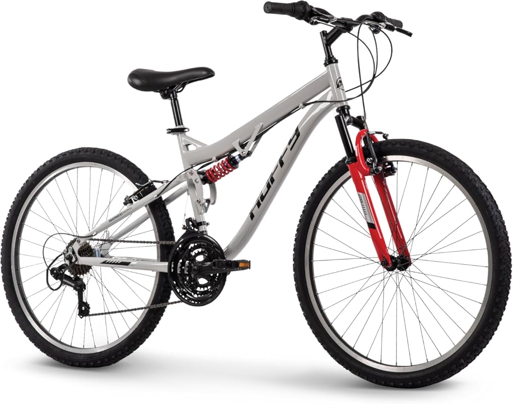 Huffy Stone Mountain Bike with Dual Suspension, Shimano Gears, and All
