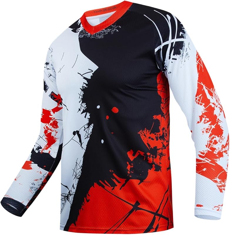 Men's Long Sleeve Quick-Dry MTB Jersey for Downhill & Motocross Off-Ro