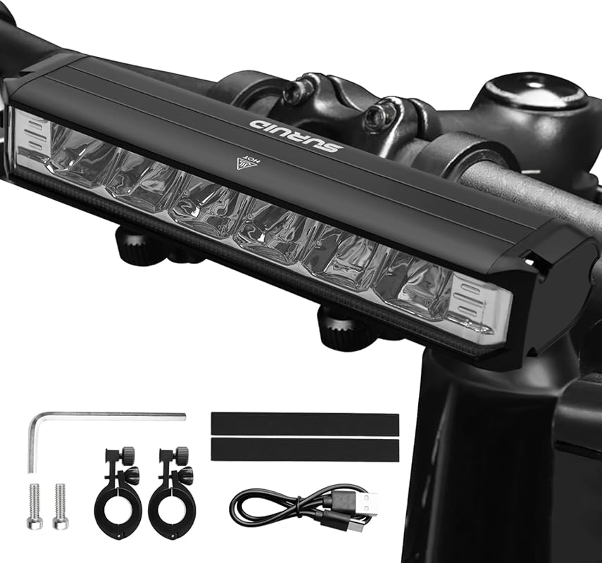 Suruid Super Bright USB Rechargeable Waterproof LED Bike Headlight wit