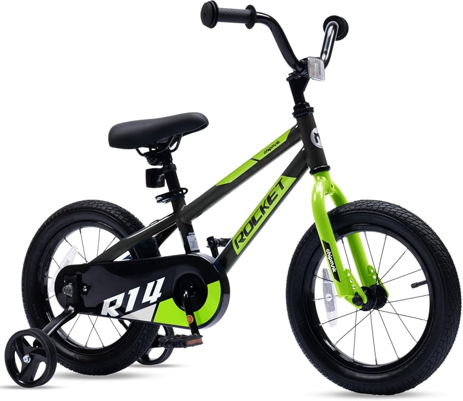 Chipmunk Kids Bicycle with Training Wheels for Beginners Ages 3-10, 12