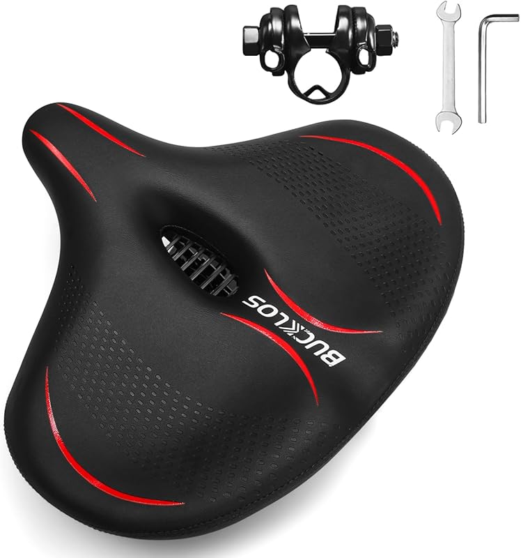 BUCKLOS Wide Comfort Bike Seat, Extra Large Saddle for Ebike/Cruiser/P