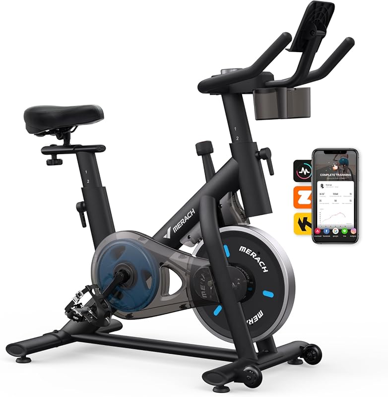 MERACH Brake Pad Stationary Bike with 300lbs Capacity, Low Noise, Tabl