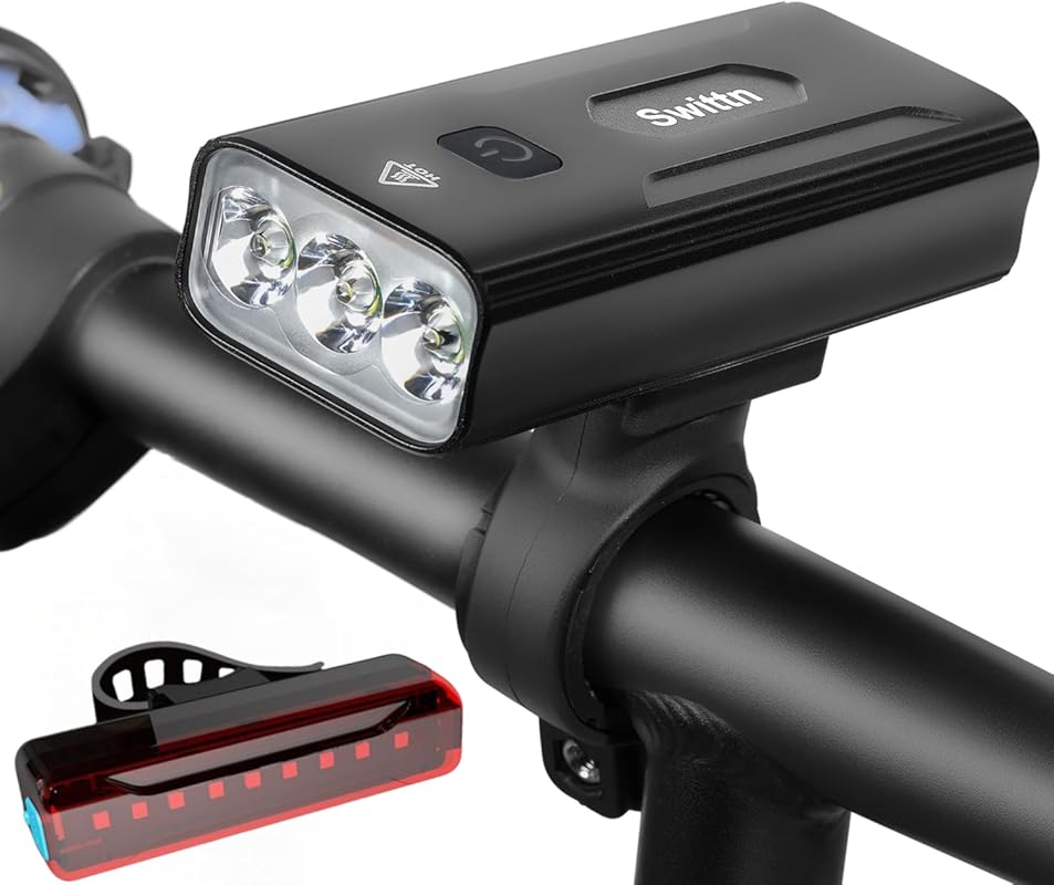 3000 Lumen Super Bright Rechargeable Bicycle Light Set with 5 Modes fo