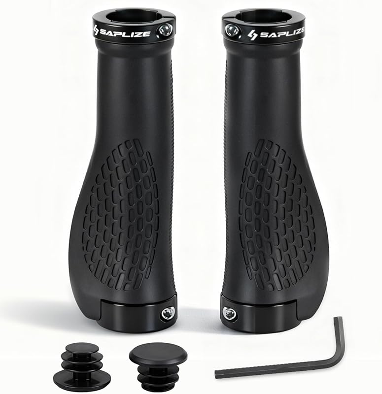 SAPLIZE Aluminum Double Lock-on Ergonomic MTB Grips for Downhill, Urba