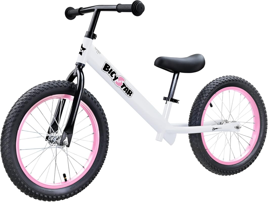 Bicystar 16 Inch Kids Balance Bike for Ages 5-8, Adjustable Height, Ai