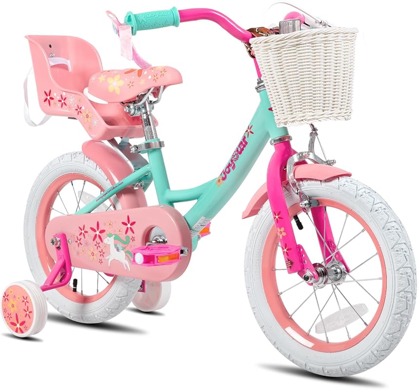 JOYSTAR Unicorn Kids Bike for Girls Ages 2-9 with Training Wheels, Dol