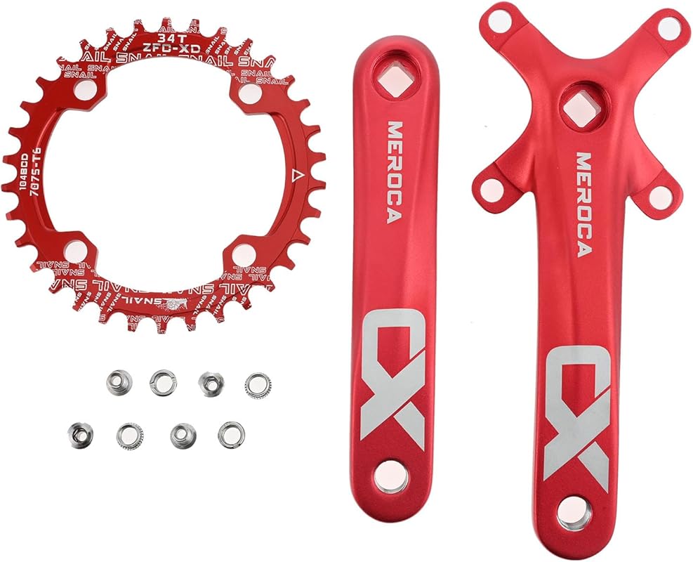 Square Taper Single Speed MTB Crankset 170MM 104BCD Red Chainring & Bo