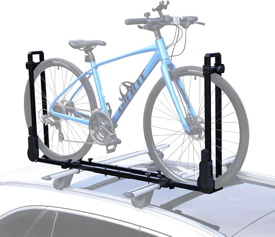 Upright 1-Bike Roof Rack with Two Arms for Car & SUV, Removable Crossb