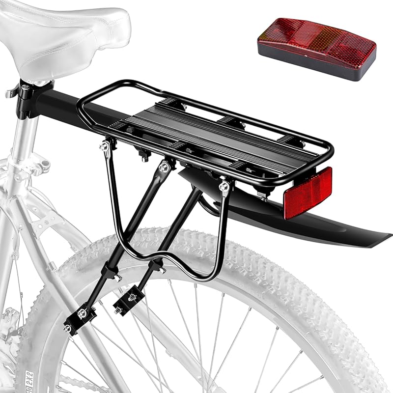 Universal Rear Bike Rack with Fender & Reflective, Large Capacity Pann