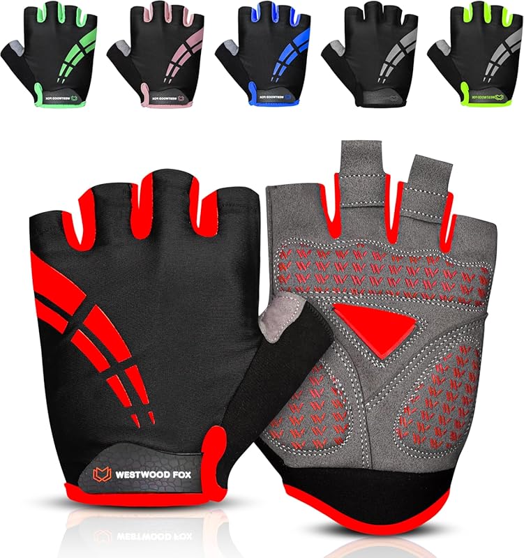 WESTWOOD FOX Half-Finger Cycling Gloves for Men & Women, Gel Padded, A