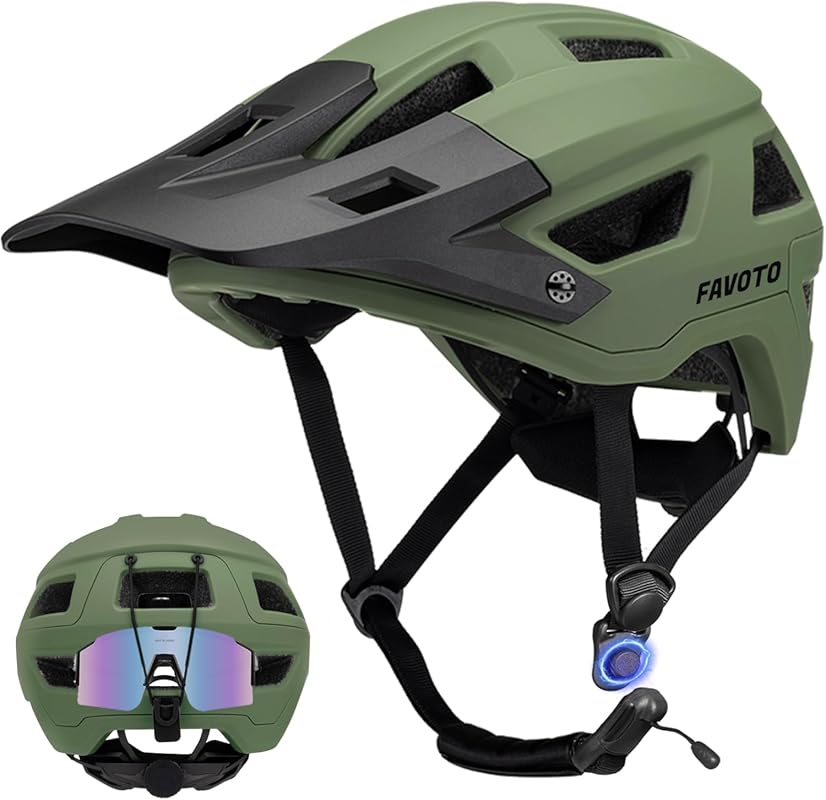 Favoto Lightweight Magnetic Buckle Adult Mountain Bike Helmet with Rem