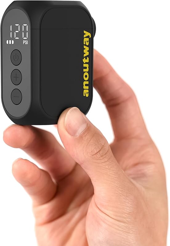 Ultra-Mini Rechargeable Electric Bike Pump with Gauge, 120PSI Auto Sto