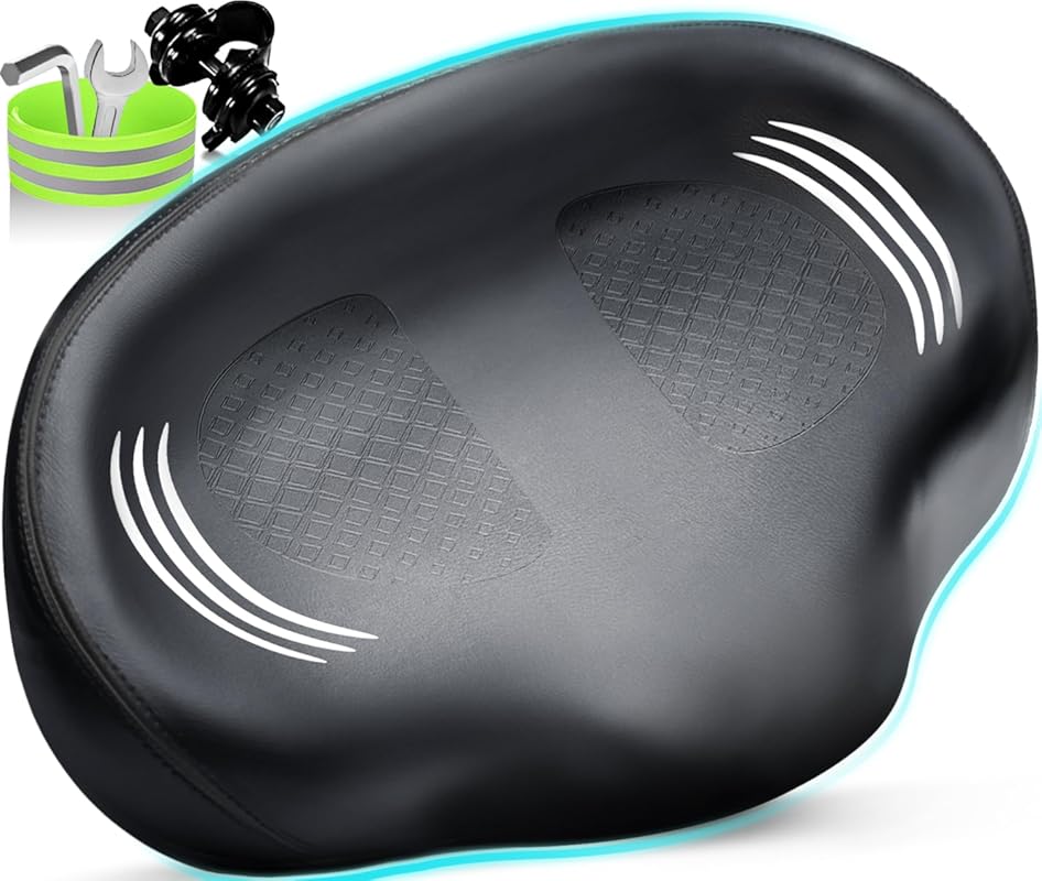 Noseless Wide Comfort Bike Seat for Big Butts – Fits Peloton, Electric