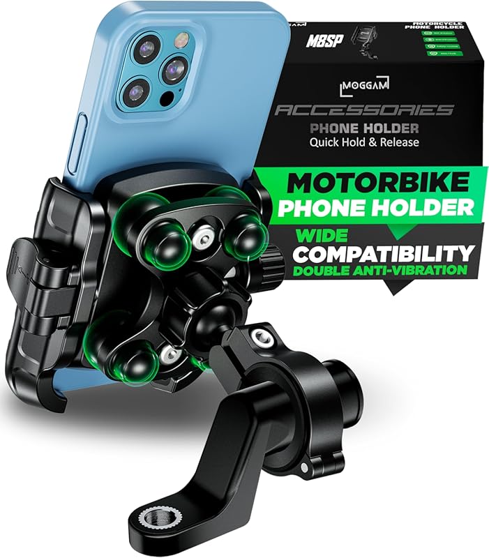 CNC Aluminum Anti-Vibration Phone Mount with Dual Clamp & 360° Rotatio