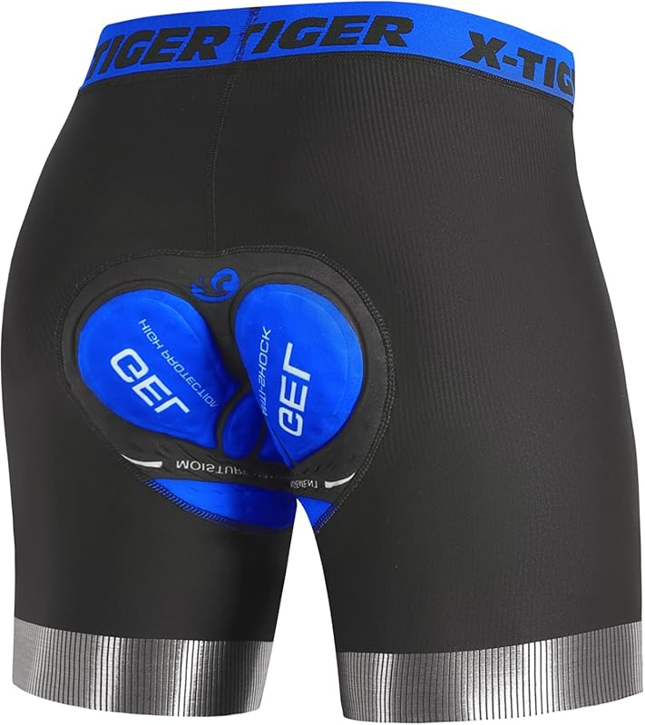 X-TIGER Mens 5D Padded Mountain Biking Shorts with Anti-Slip Leg Liner