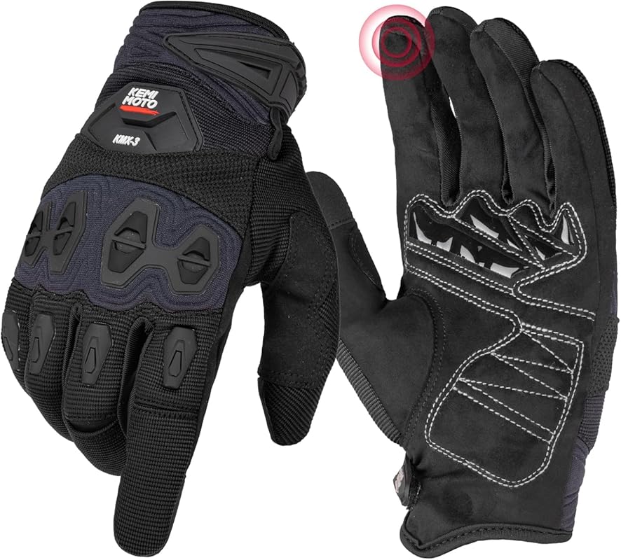 KEMIMOTO Dirt Bike Gloves Men Touchscreen Silicone Protective On/Off-R