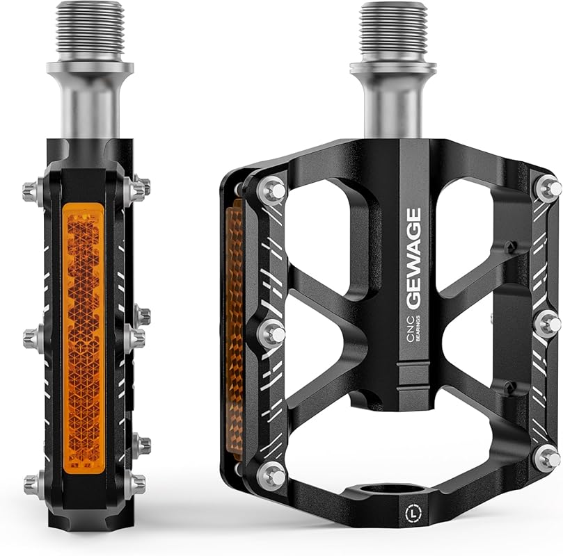 9/16” CNC Flat Pedals with 3 Bearings & Reflectors for Mountain Road B