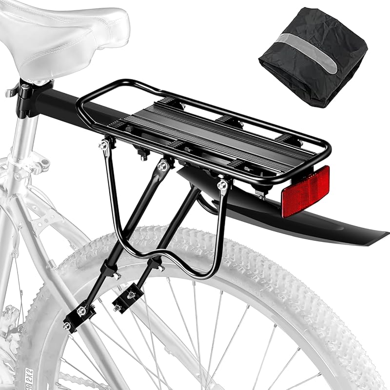 Universal Rear Bike Rack with Fender & Reflective, Large Capacity Pann