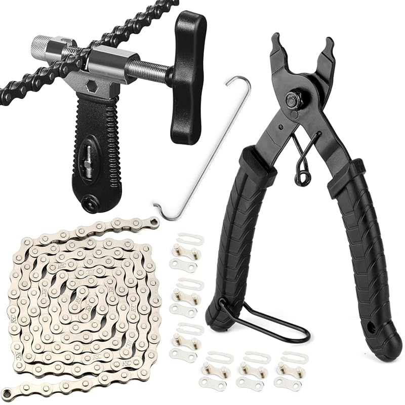 Bike Chain Repair Tool Kit with Chain Breaker, Link Pliers & Buckles f