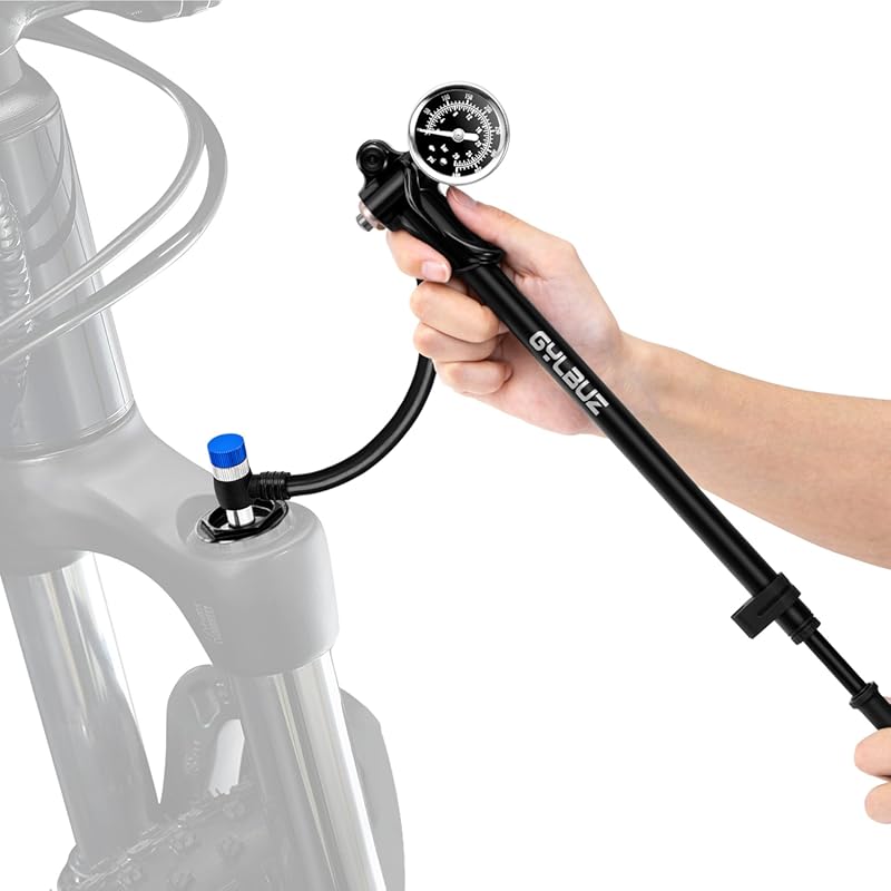 High-PSI 400 Mini Shock Pump with Gauge for Bike Suspension & Schrader