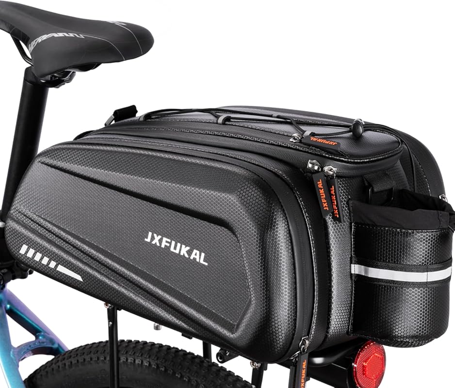JXFUKAL Hard Shell Waterproof Rear Rack Pannier Bags with Reflector, R