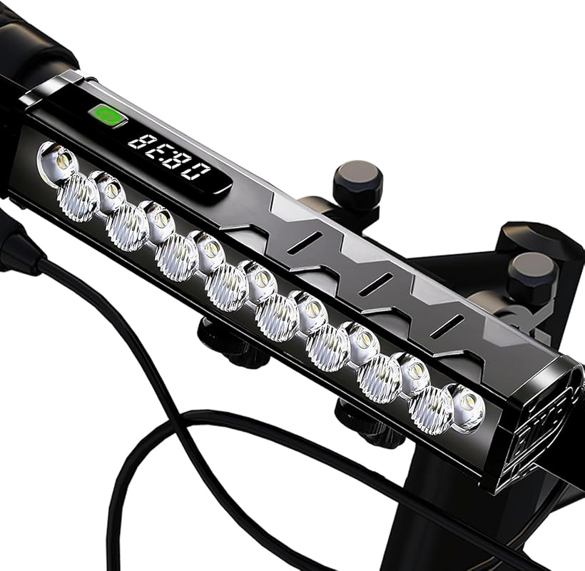 17-LED 4800 Lumen USB Rechargeable Bike Headlight with 4 Modes, Digita