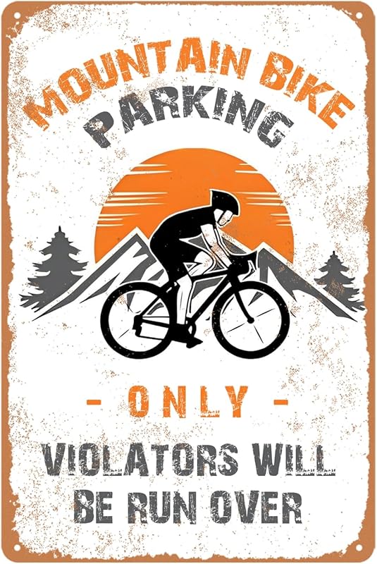 Vintage Mountain Bike Parking Sign – Retro Metal Wall Decor for Man Ca