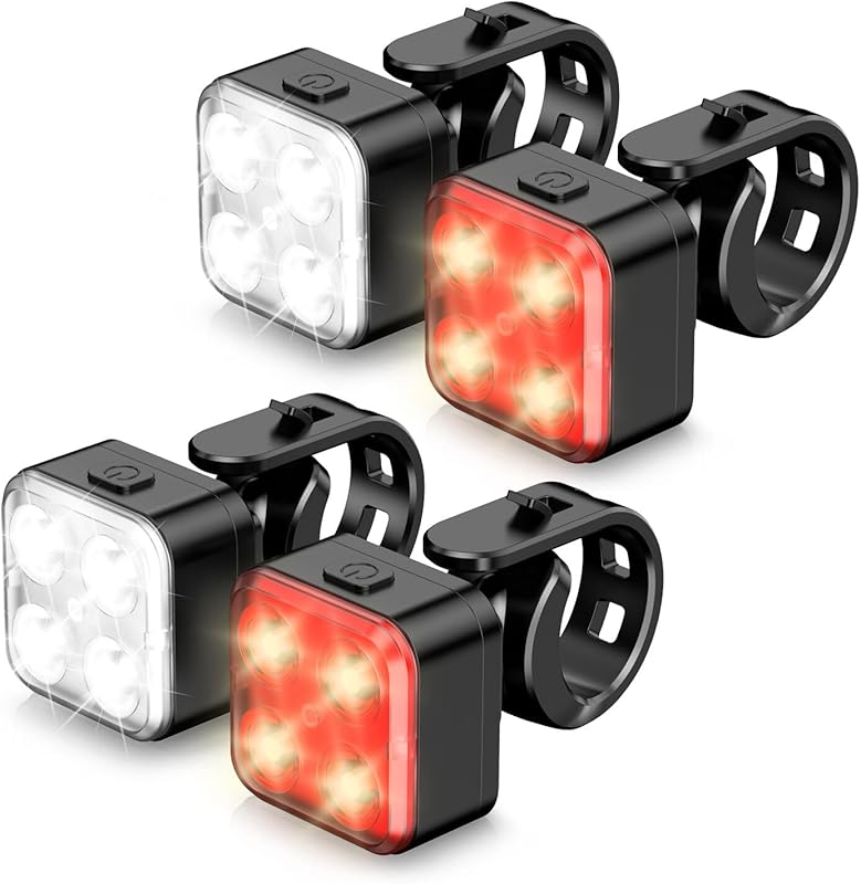 Akale Rechargeable Front & Rear Bike Lights with 4 Modes & IPX4