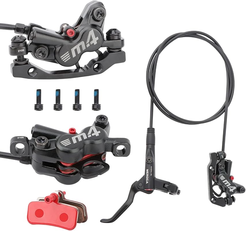 MEROCA M4 4-Piston Hydraulic Disc Brake Set for Mountain Bike, Front 8