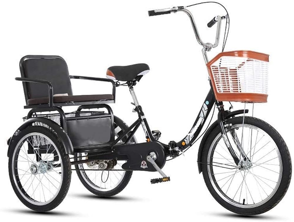 Comfort Foldable Senior Tricycle with Basket & Back Seat for Easy Shop