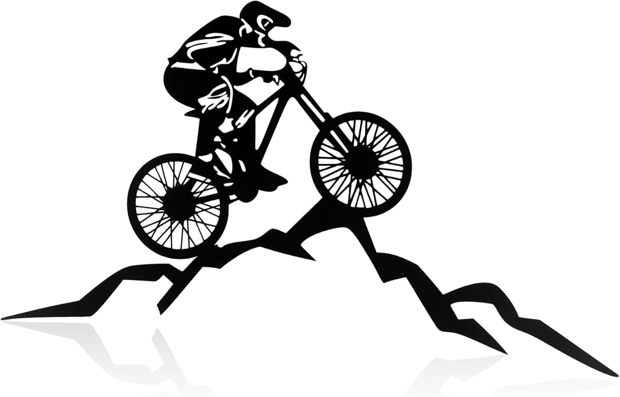 VALINSKY Mountain Biker Metal Wall Art – Hill & Cyclist Themed Home De