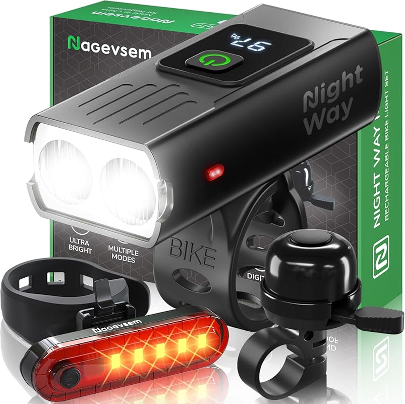 USB-C Rechargeable LED Headlight & Taillight Set – Bright, Waterproof 