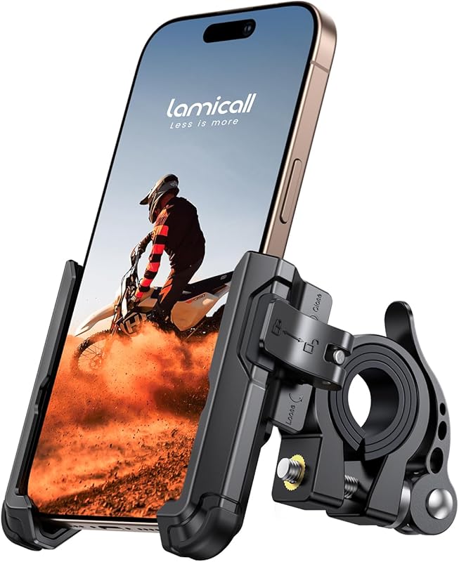 Lamicall Motorcycle Bike Phone Mount – [No Block Camera] [1s Lock] Bic