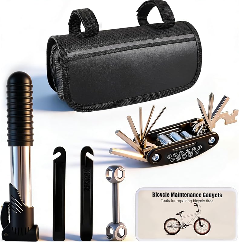 33Pcs Bike Repair Tool Kit with Mini Pump 16-in-1 Multi-Tool for Road