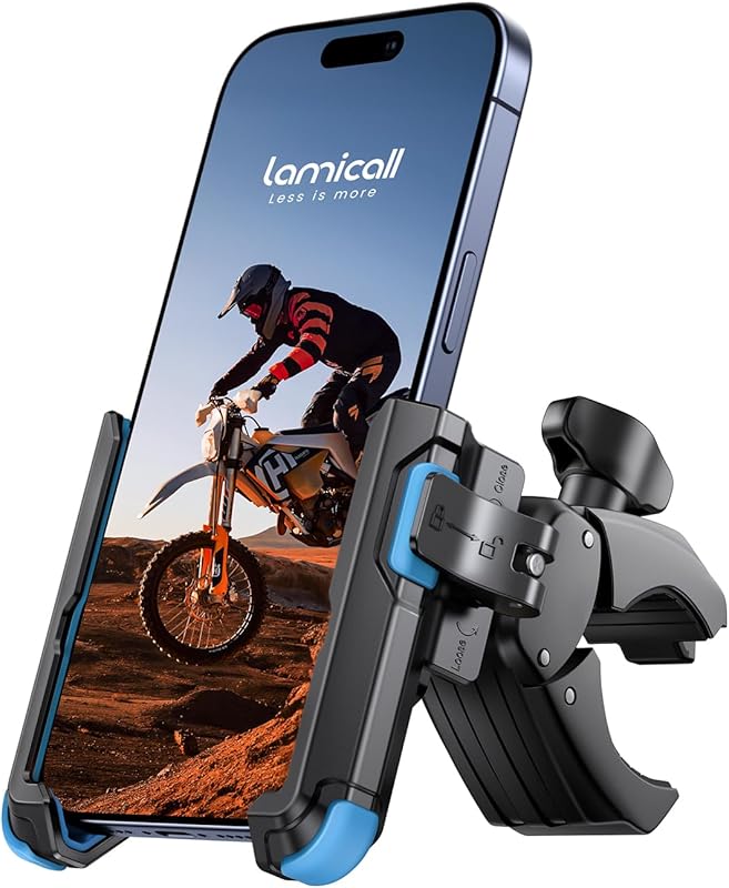 Lamicall Motorcycle Phone Mount – 1s Quick Release Handlebar Clip for