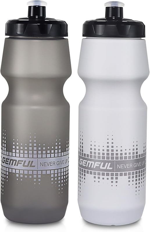 GEMFUL 2 Pack Bike Water Bottles, 24oz/750ml BPA-Free, Leak-Proof Sque