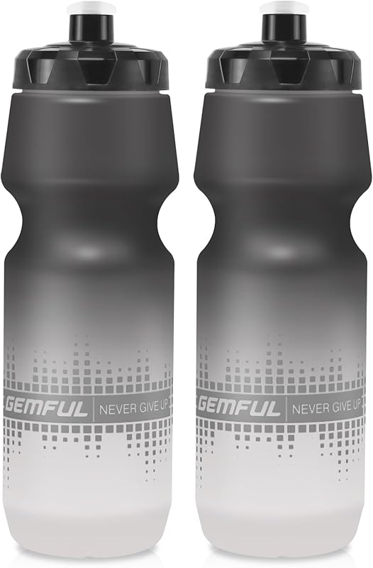 GEMFUL 2 Pack Biking Water Bottles, BPA Free 24oz, Leak-Proof Squeeze