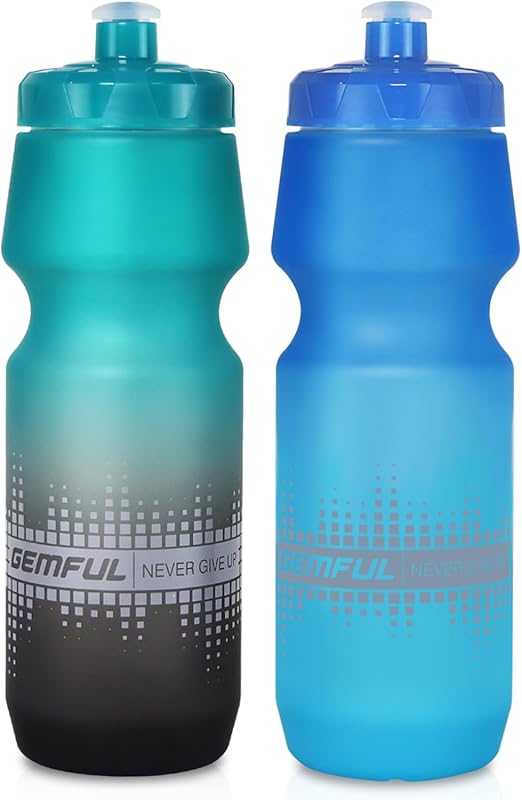 GEMFUL 24oz Cycling Water Bottle 2-Pack, BPA-Free, Leak-Proof with Squ