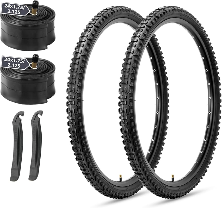 MOHEGIA 2-Pack 20/24/26x1.95 Folding MTB Tires with Inner Tubes & Leve