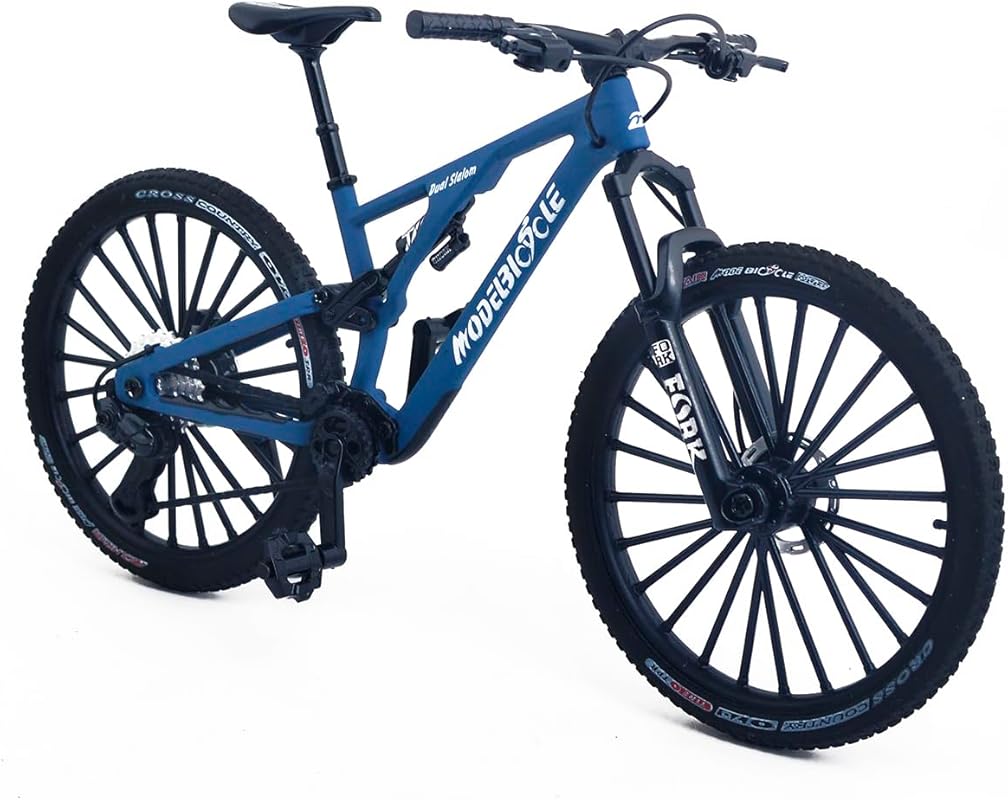 1:8 Scale Blue Alloy Mini Mountain Bike, Die-Cast Dual Slalom Model fo