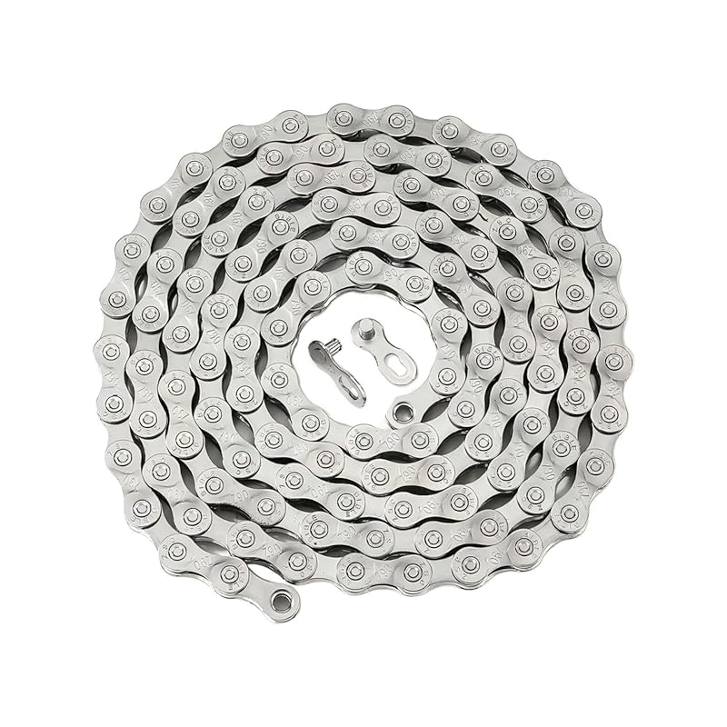 10 Speed Bike Chain Full Silver Plating 116 Links Compatible with Shim