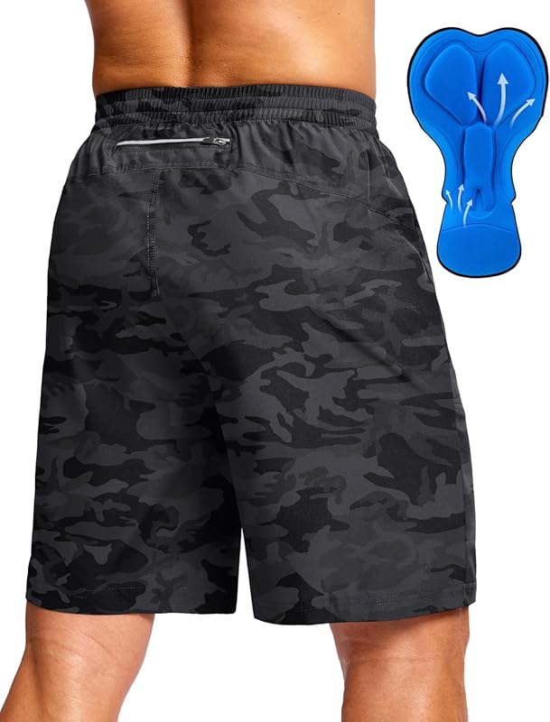 Bikewa Men's Lightweight 4D Padded Mountain Bike Shorts with Zipper Po