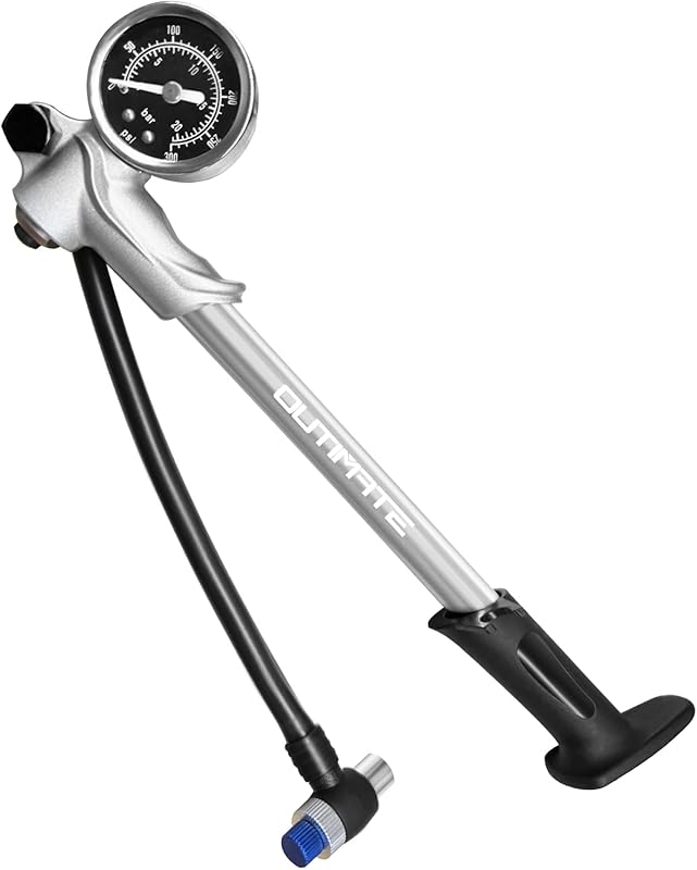 300 PSI Max Bike Shock Pump with Gauge for Mountain Bike Forks & Rear